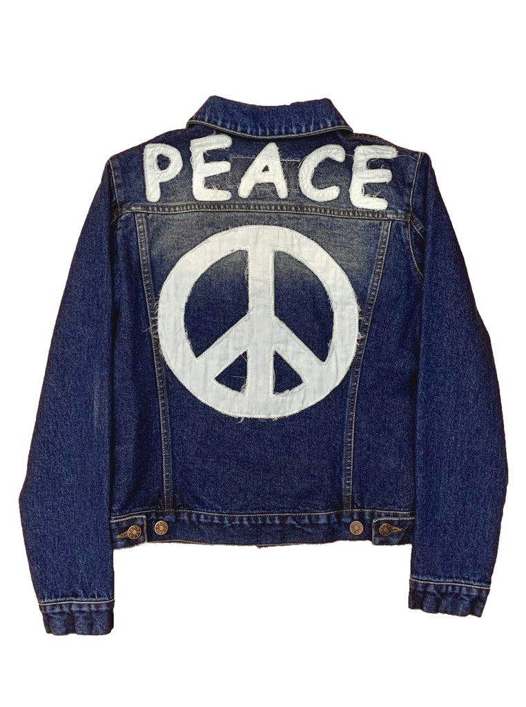 EXAMPLE PEACE DENIM JACKET Lサイズ Peace No War Hand Painted Denim